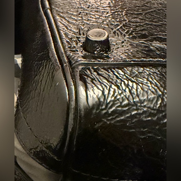 Burberry Black Beat Check Nylon and Patent Leather Buckle Satchel - Picture 13 of 13